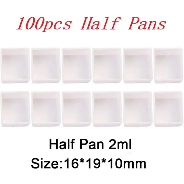 100pcs 2ml/1ml/0.5ml/0.3ml White Color Empty Plastic Watercolor Half Pans Paint Grid Pans for Watercolor Acrylic Oil Paints..