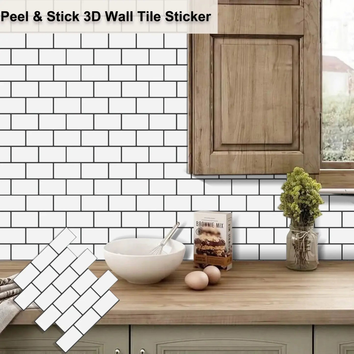 Subway Wall Stickers Peel and Stick 3d Brick Vinyl Wallpaper Bathroom Kitchen Backsplash Wall Decals 10 Sheets..