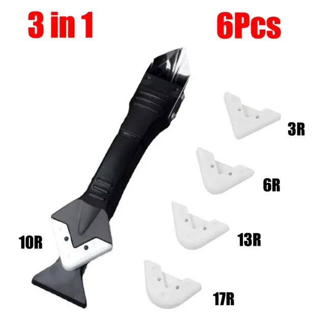 5In1 Silicone Scraper Caulk Tools Glass Glue Angle Scraper Stainless Steelhead Finisher Sealant Scraper Remove Scraper Grout Kit..