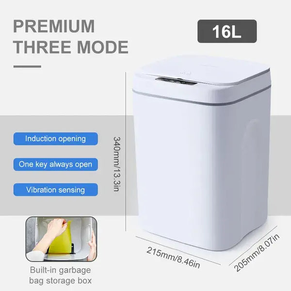 16L Smart Trash Can Automatic Sensor Dustbin Electric Waste Bin Waterproof Wastebasket For Kitchen Bathroom Recycling Trash..