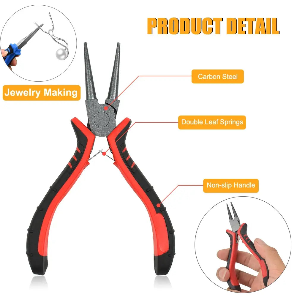 NEWACALOX 8Pcs Mini Pliers Set Jewelry Making Beading Wire 4.5 Inch Wire Cutter Pliers Manual Diagonal Pliers DIY Plier Set..