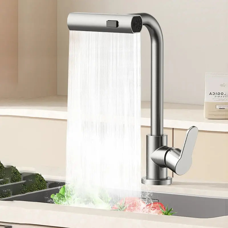 Gray Kitchen Faucets Pull Out Rotation Waterfall Stream Sprayer Head Hot -Cold Water Faucet Wash Basin Rotation Water Tap..