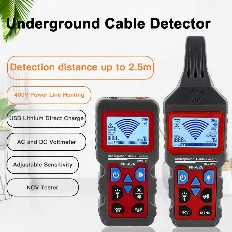 NOYAFA NF-826 Underground Cable Tester Locator Wire Tracker Detection Wall Electrical Lines Water and Gas Supply Pipeline Path..