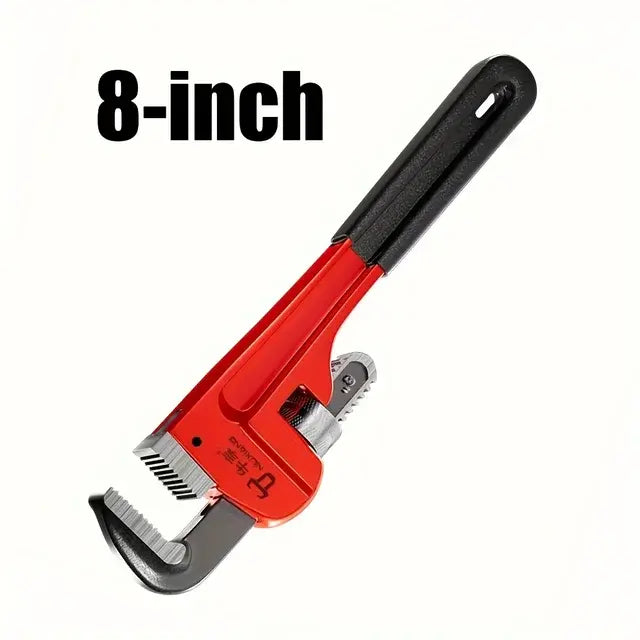 12inch / 8inch Heavy Duty Straight Pipe Wrench, Adjustable Aluminum Plumber Wrench with Floating Hook Jaw and I-Beam Handle, Red..