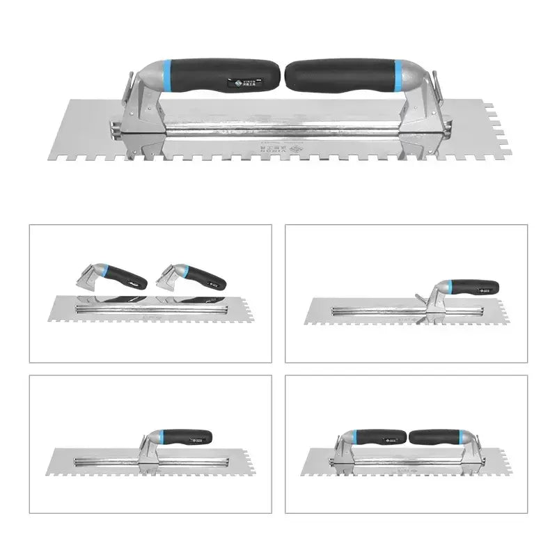 Stainless Steel Square Jumbo Notched Sawtooth Large Spatula Trowel for Large Format Tiles..