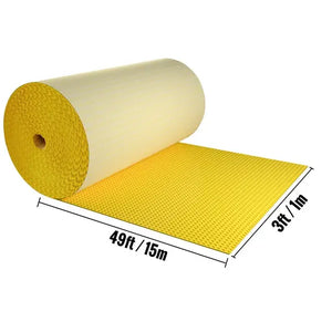 VEVOR 1/8'' Uncoupling Membrane 3 x 20 ft / 3 x 49 ft / 3 x 105 ft Tile Underlayment with Thin-Set Mortar 66 / 162 / 347 sq.ft..