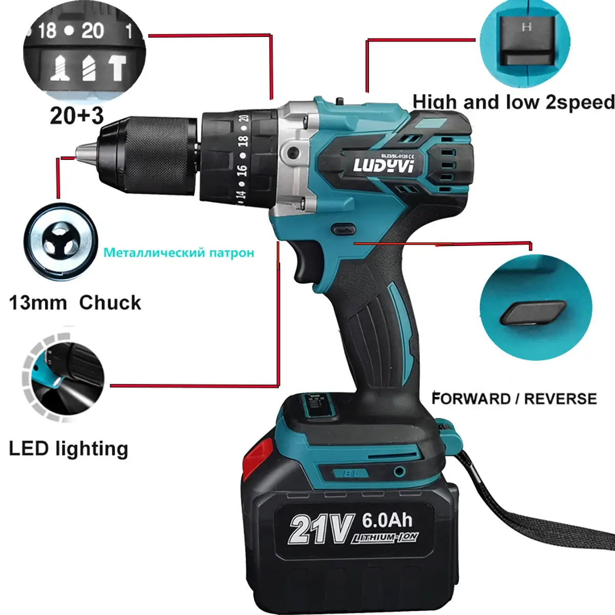 21V 13MM Brushless Electric Drill 120N/M 4000mah Battery Cordless Screwdriver With Impact Function Can Drill Ice Power Tools..