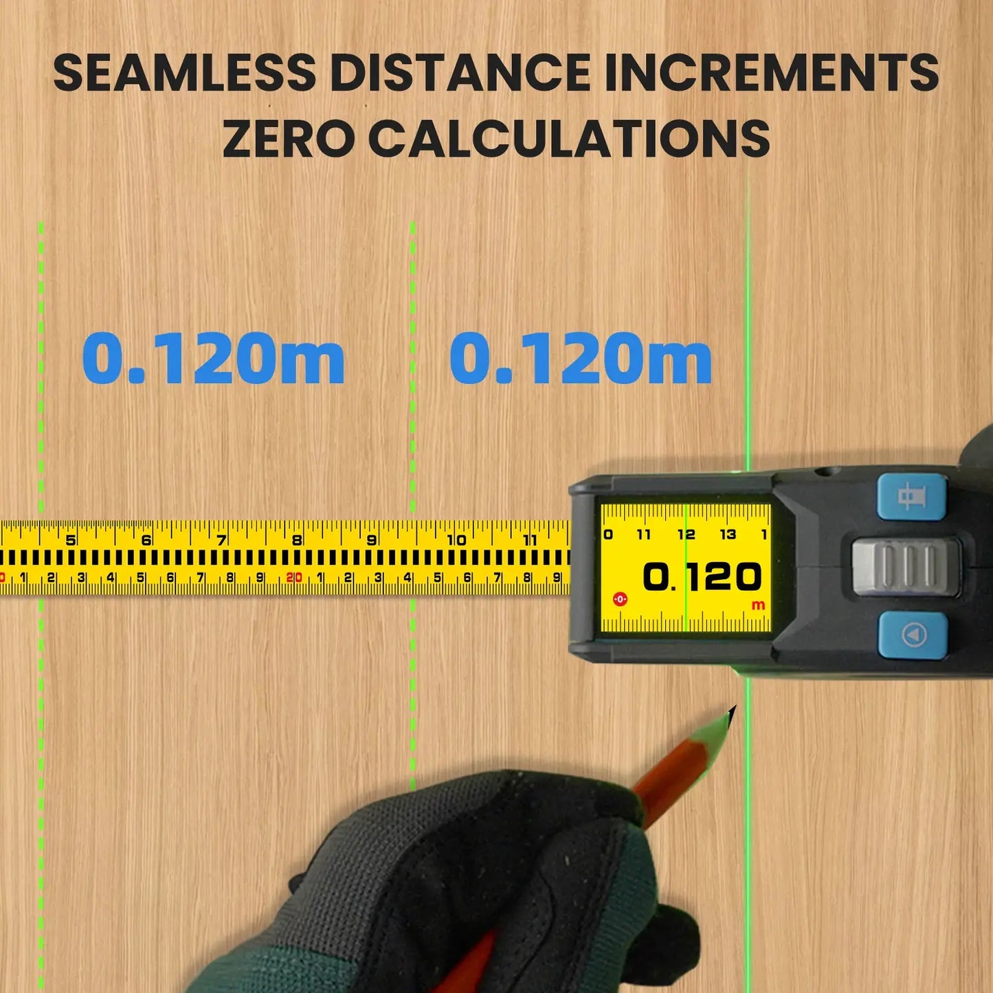 100M Laser Tape DTX10 Sophisticated Laser Distance Meter Bluetooth Laser Tape Measure with Green Laser Line Marking,for Design..