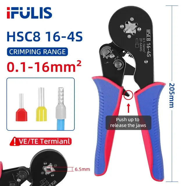 Tubular Terminal Crimping Pliers HSC8 16-4S 16-6S 16mm² Crimper Tools Wire Connector Ferrule Household Electrical Clamp Tool..