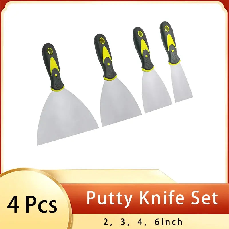 Putty Knives Set 4 PCS  Metal Scrapers Scrapers for Drywall Putty Decals Wallpaper Baking Patching and Painting..