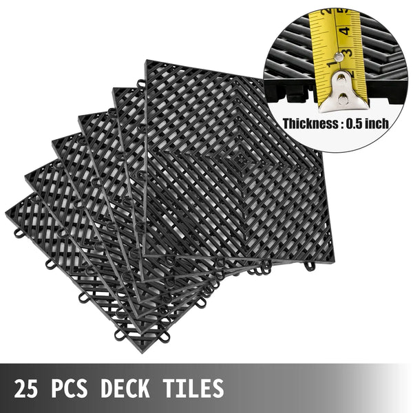 VEVOR 25/50 PCS Drainage Tiles Interlocking PP Plastic Tiles 12"x12" Deck Tiles Outdoor Interlocking Tiles Deck Flooring Kitchen..