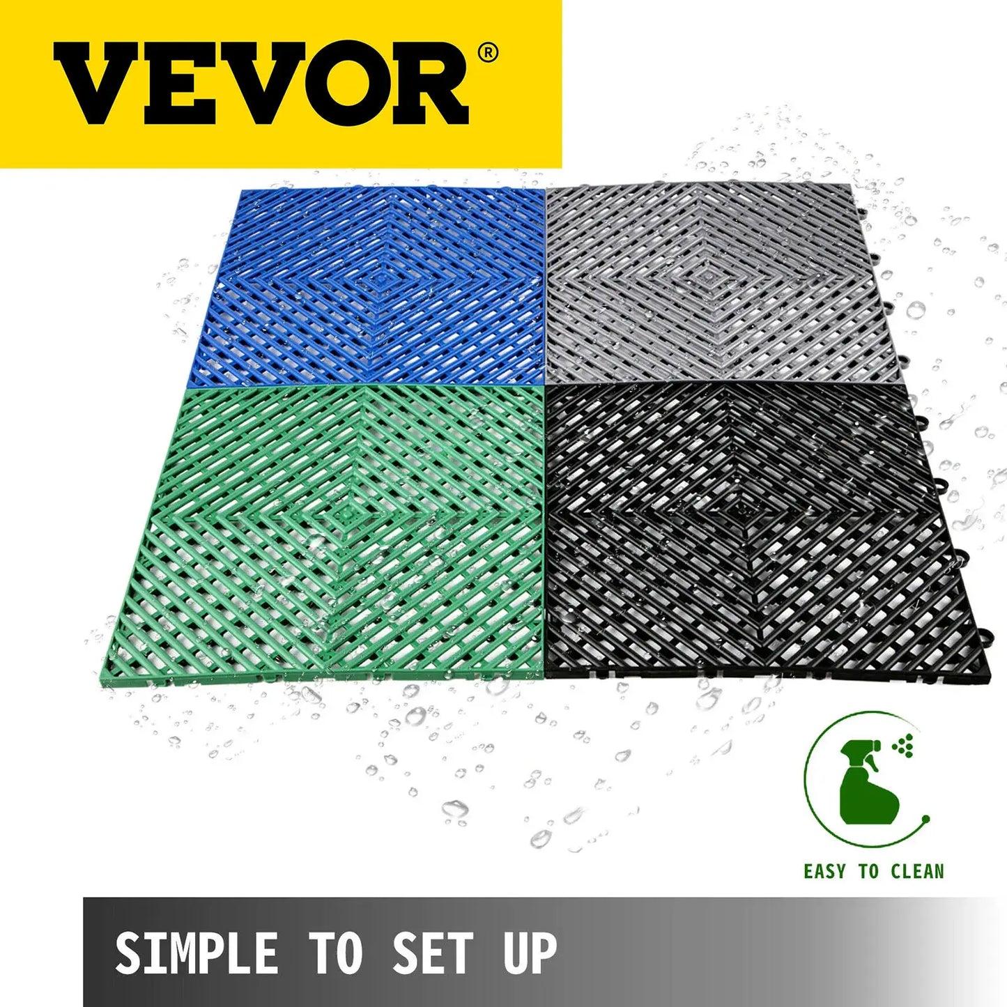 VEVOR 25/50 PCS Drainage Tiles Interlocking PP Plastic Tiles 12"x12" Deck Tiles Outdoor Interlocking Tiles Deck Flooring Kitchen..