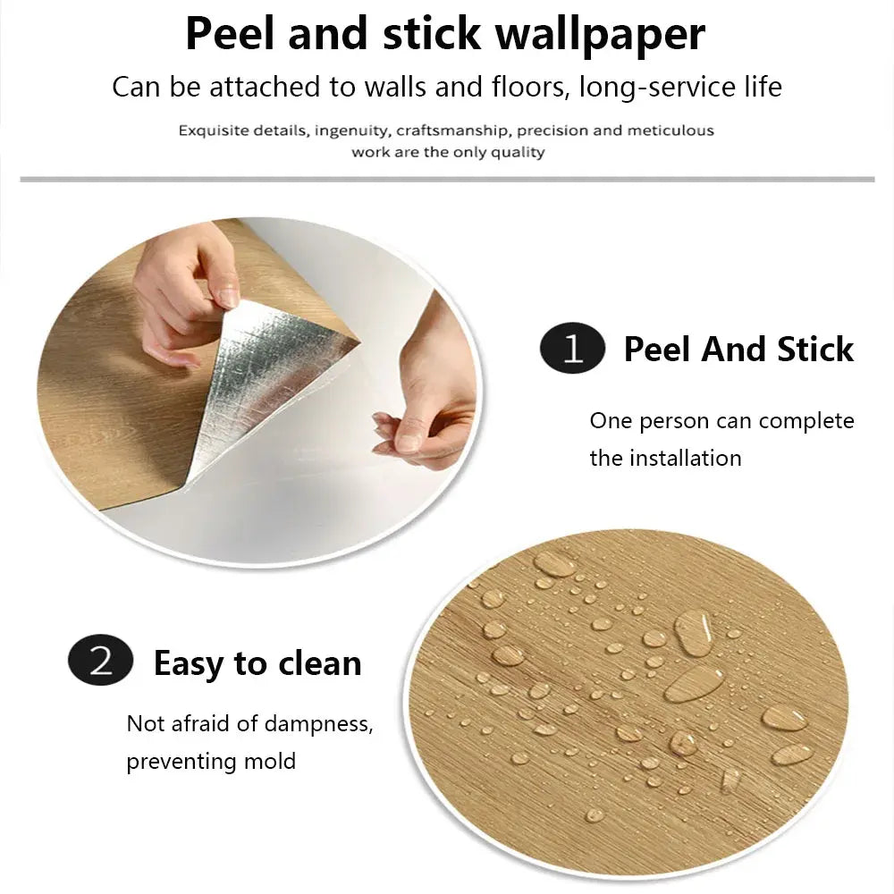 3D Wood Grain Peel And Stick Wallpaper, Self-Adhesive Flooring, Waterproof, mould proof Floor Tiles, Anti-Slip..