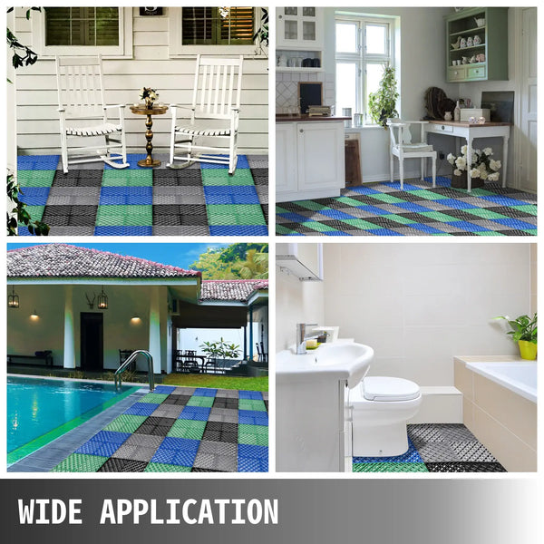 VEVOR 25/50 PCS Drainage Tiles Interlocking PP Plastic Tiles 12"x12" Deck Tiles Outdoor Interlocking Tiles Deck Flooring Kitchen..