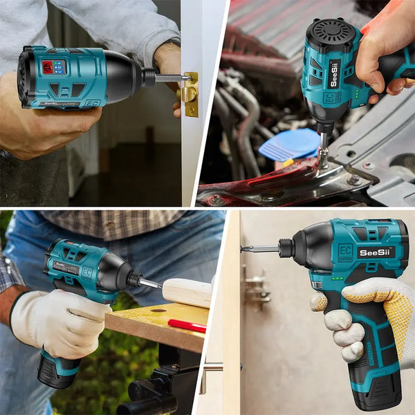 SEESII S516 140N.m Brushless Electric Screwdriver Cordless Impact Driver 16V 3-Speed Mode Household Multifunction Hit Power Tool..