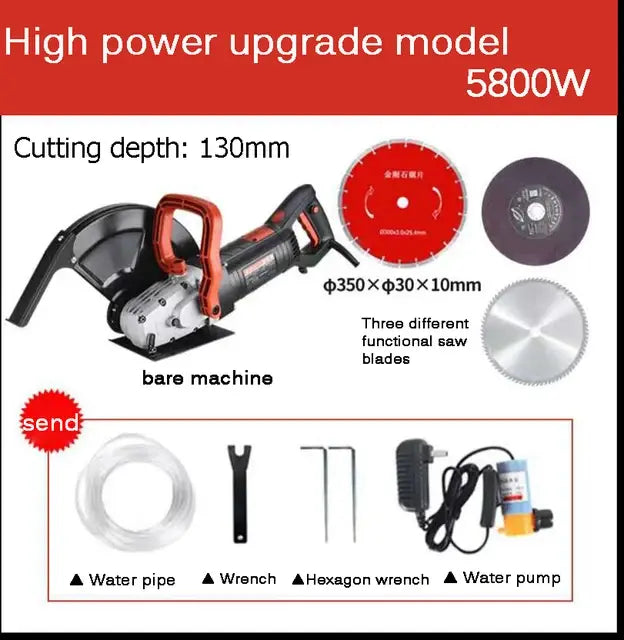 220V 7200W Machine Concrete Cutting Machine + Diamond Saw Blade Multi-function Wall Slotting Machine Electric Slotting