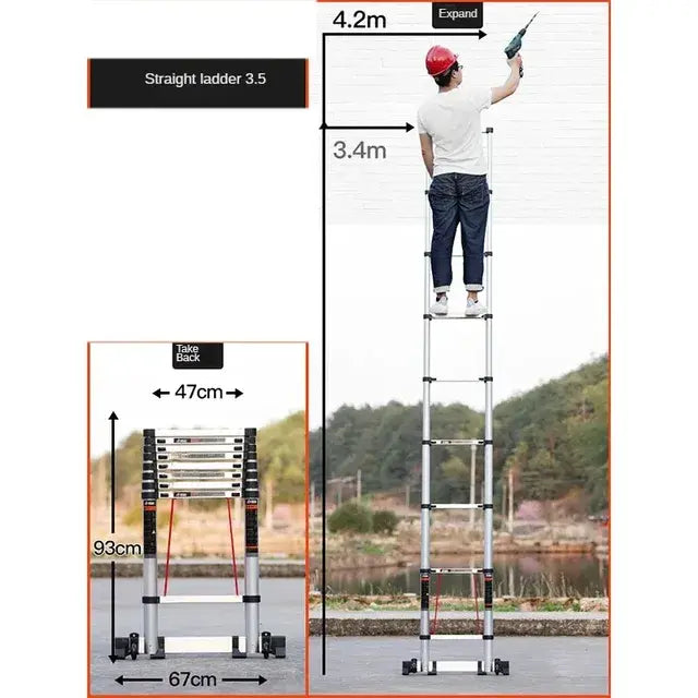 Modern Aluminum Alloy Step Ladders for Home Telescopic Folding Ladder Light Luxury Kitchen Multifunctional Engineering Staircase..