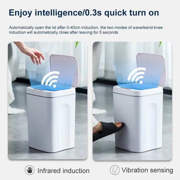 16L Smart Trash Can Automatic Sensor Dustbin Electric Waste Bin Waterproof Wastebasket For Kitchen Bathroom Recycling Trash..