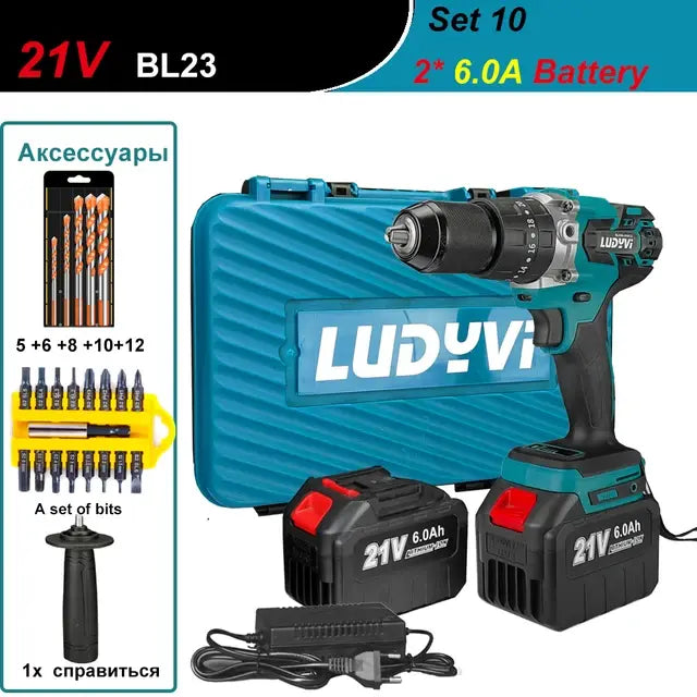 21V 13MM Brushless Electric Drill 120N/M 4000mah Battery Cordless Screwdriver With Impact Function Can Drill Ice Power Tools..