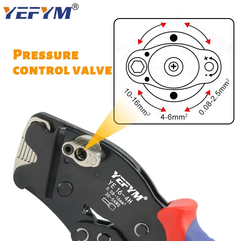 Ferrule Crimping Tool YE 16-4H Tubular Terminals 0.08-16mm²/30-5AWG Mini Pliers Adjust Knob To Control Electrical Clamps YEFYM..