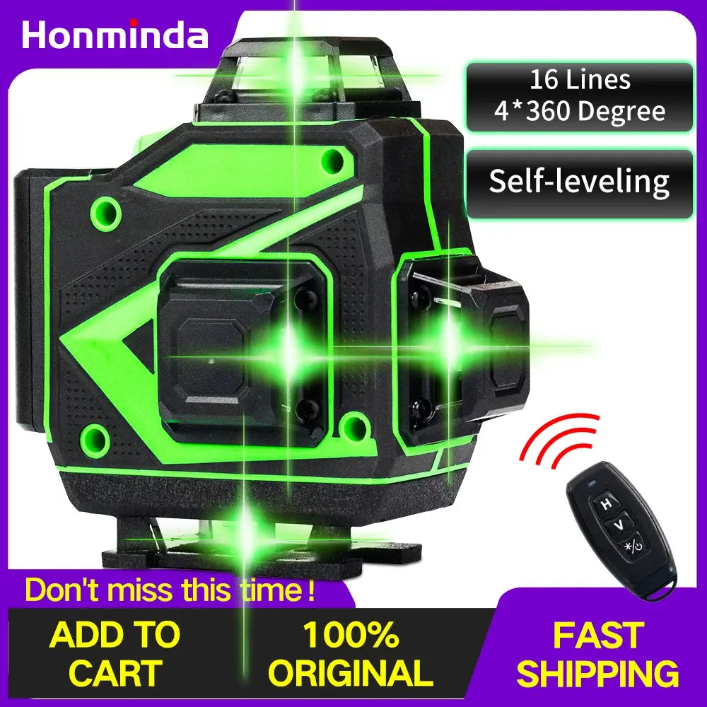 16 Lines 4D Laser Level Green Line Self-Leveling 360 Horizontal And Vertical Super Powerful Laser Level Green Beam Laser Level..