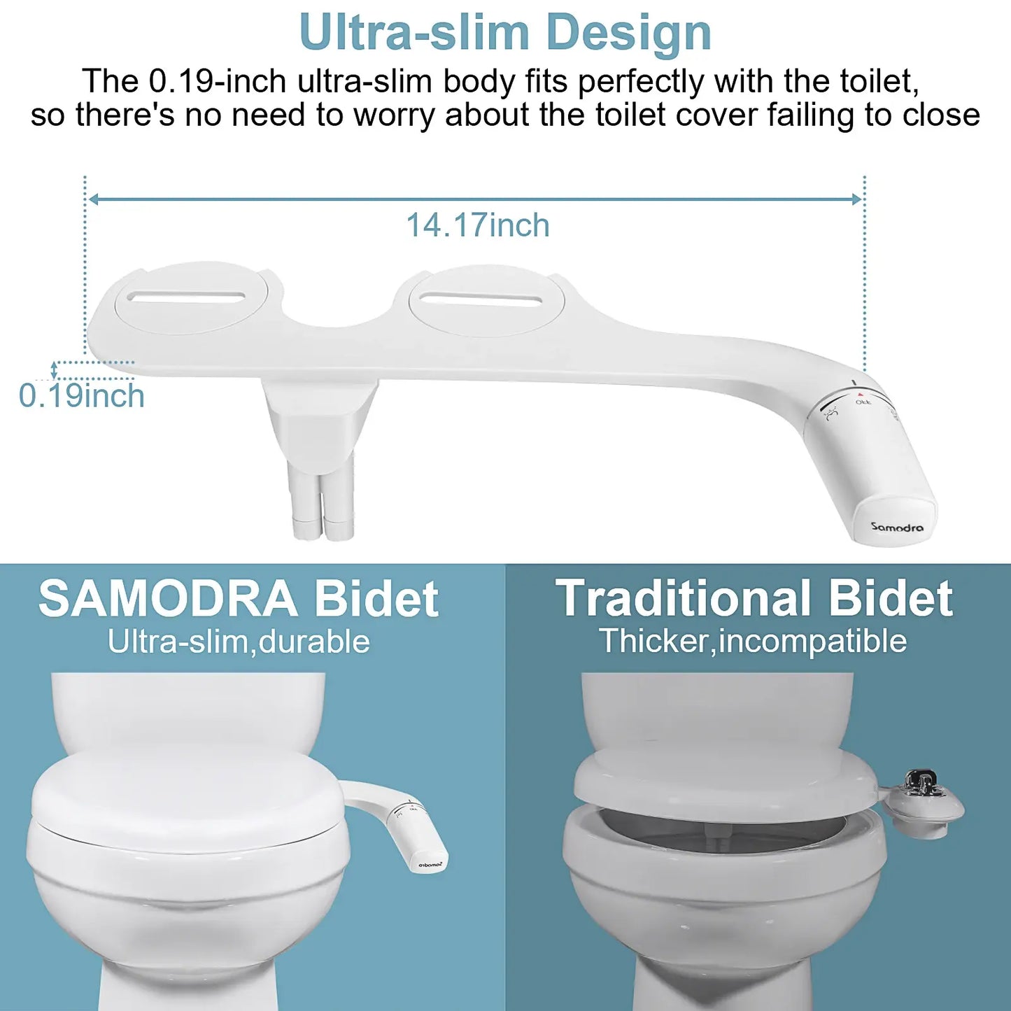 SAMODRA Right/Left Hand Toitet Bidet Sprayer Non-Electric Dual Nozzle Bidet Toilet Seat Hygienic Shower For Bathroom Accessories..