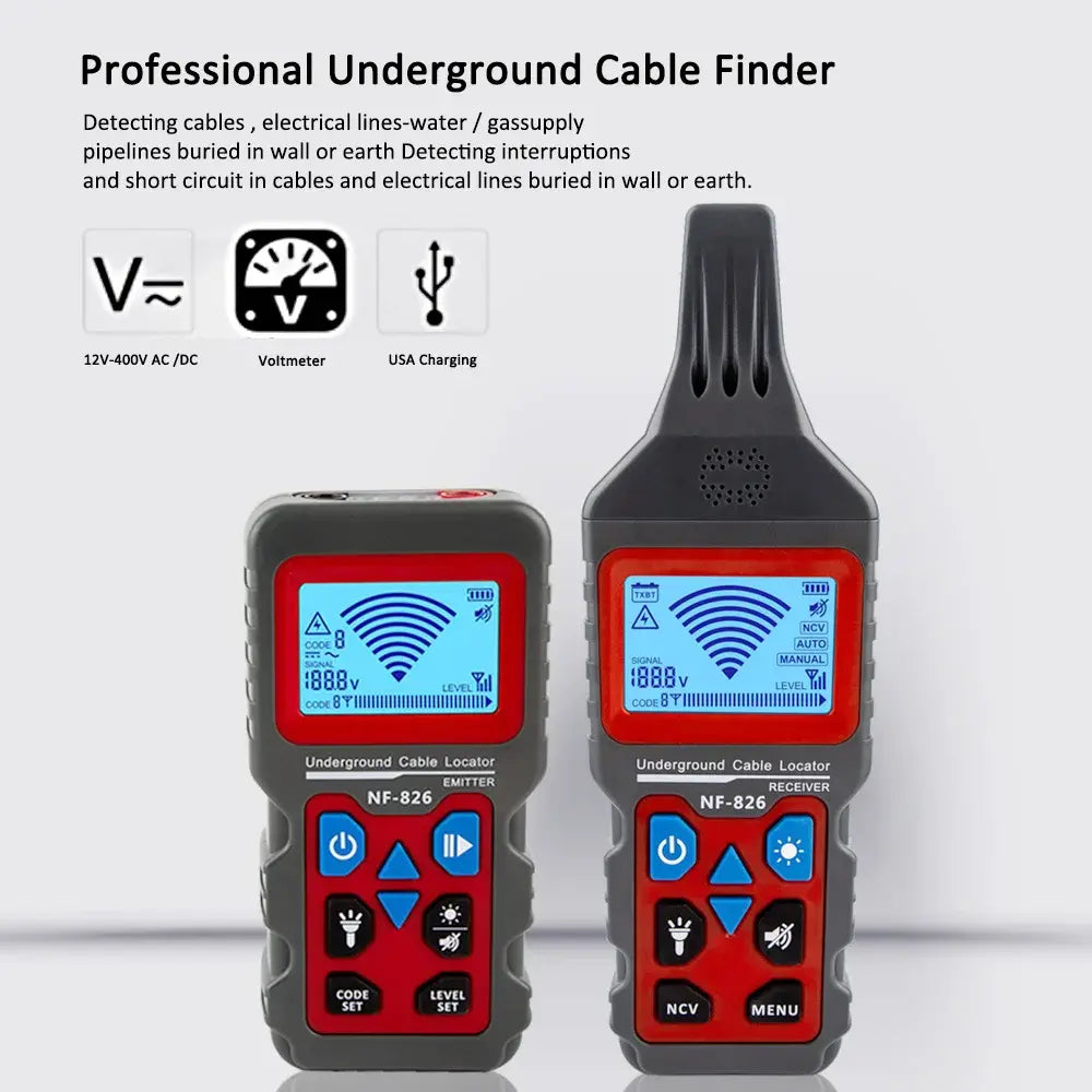 NOYAFA NF-826 Underground Cable Tester Locator Wire Tracker Detection Wall Electrical Lines Water and Gas Supply Pipeline Path..