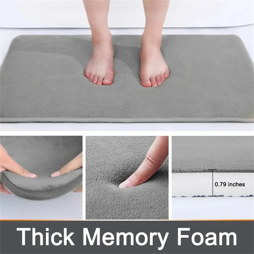 Homaxy Super Absorbent Bath Mat Memory Foam Carpet Non-Slip Toilet Bathroom Rug Soft Living Room Bedroom Shower Decor Foot Rug