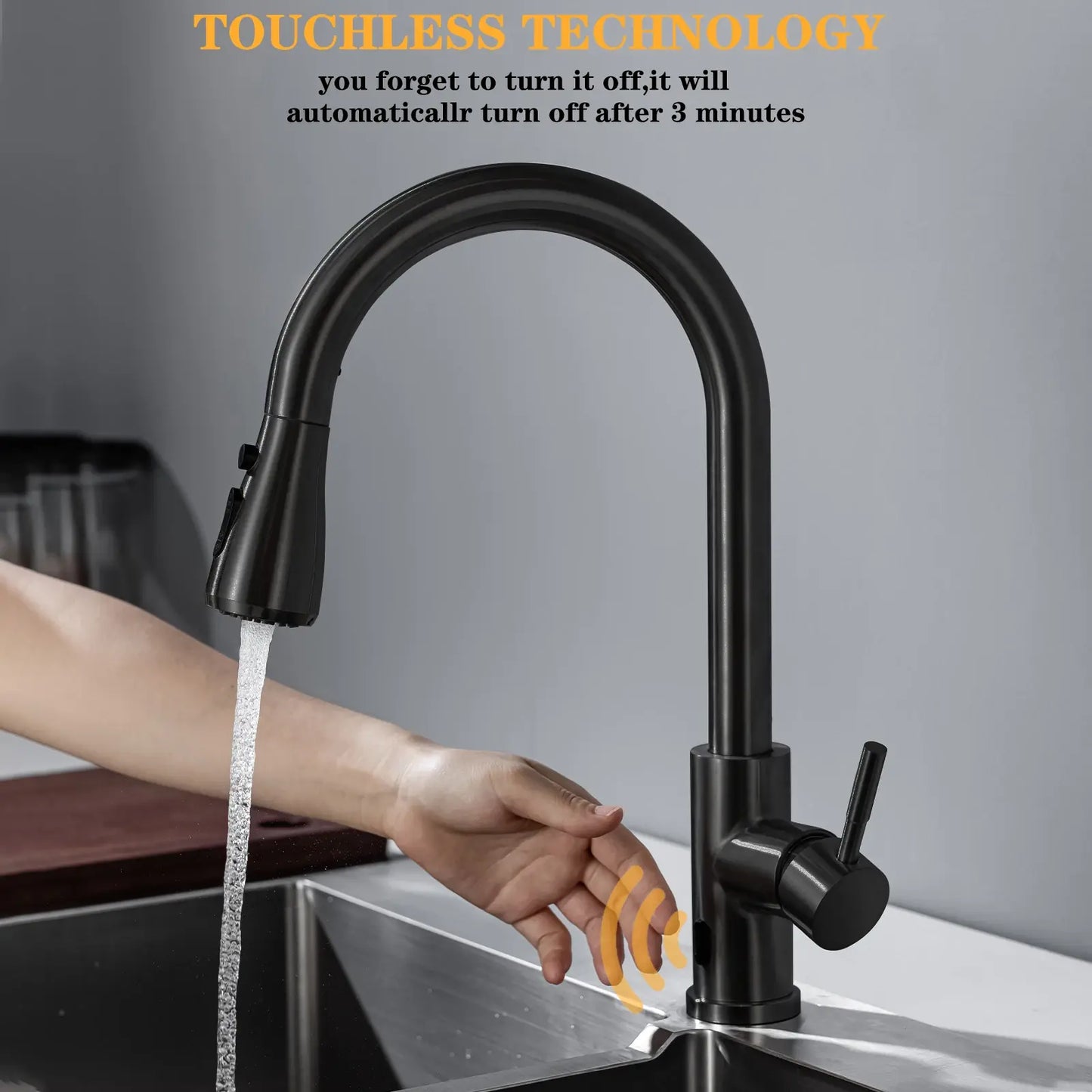 Smart Touchless Kitchen Faucet Brushed Poll Out Infrared Sensor Faucets Black/Nickel Infrared Water Mixer Taps..