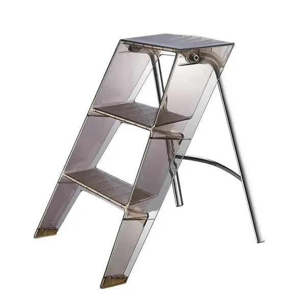 Acrylic Transparent Household Plastic Stepladder Folding Indoor Thickened Herringbone  Storage Three-step Ladder..