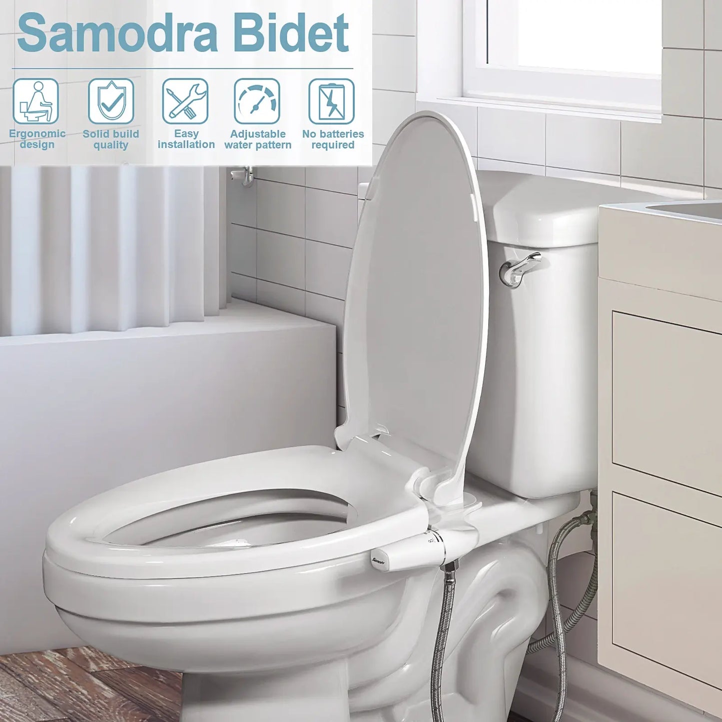 SAMODRA Right/Left Hand Toitet Bidet Sprayer Non-Electric Dual Nozzle Bidet Toilet Seat Hygienic Shower For Bathroom Accessories..