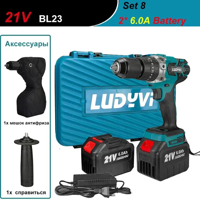 21V 13MM Brushless Electric Drill 120N/M 4000mah Battery Cordless Screwdriver With Impact Function Can Drill Ice Power Tools..