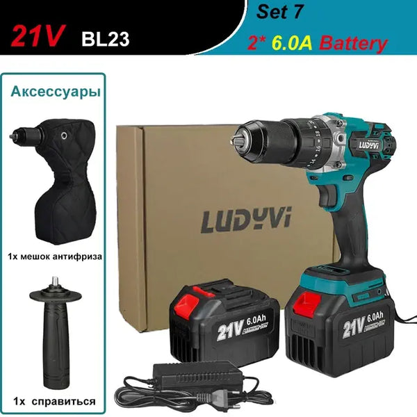 21V 13MM Brushless Electric Drill 120N/M 4000mah Battery Cordless Screwdriver With Impact Function Can Drill Ice Power Tools..