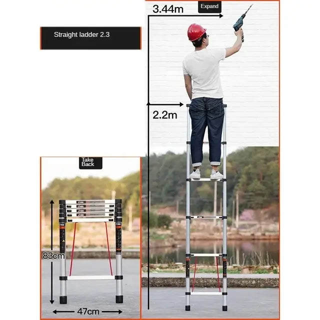 Modern Aluminum Alloy Step Ladders for Home Telescopic Folding Ladder Light Luxury Kitchen Multifunctional Engineering Staircase..