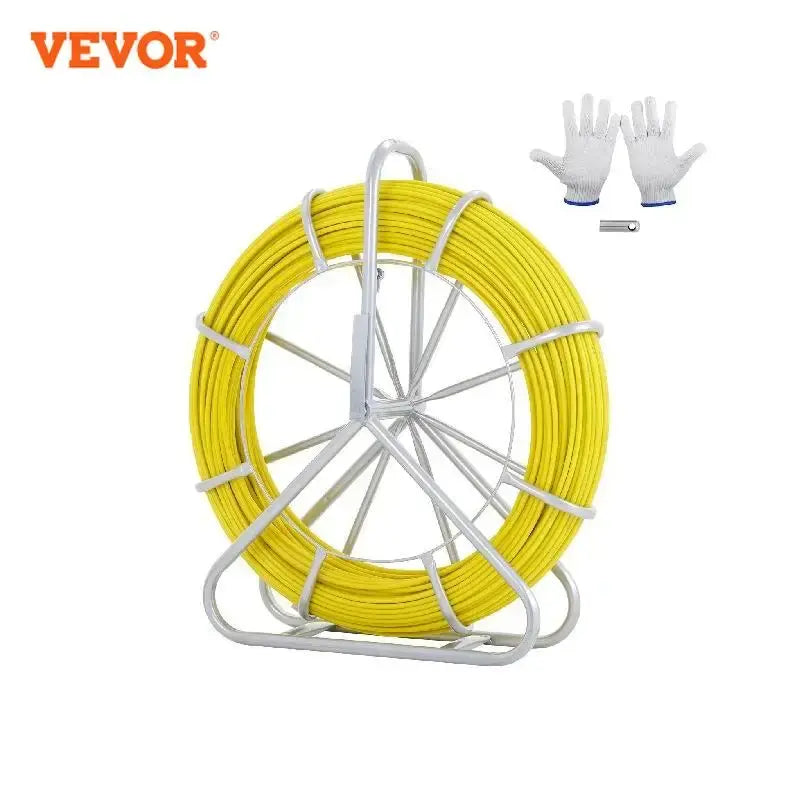 VEVOR Fish Tape Fiberglass 425/492/600/656 ft Duct Rodder Fishtape Wire Puller Fishing Tools for Walls and Electrical Conduit..