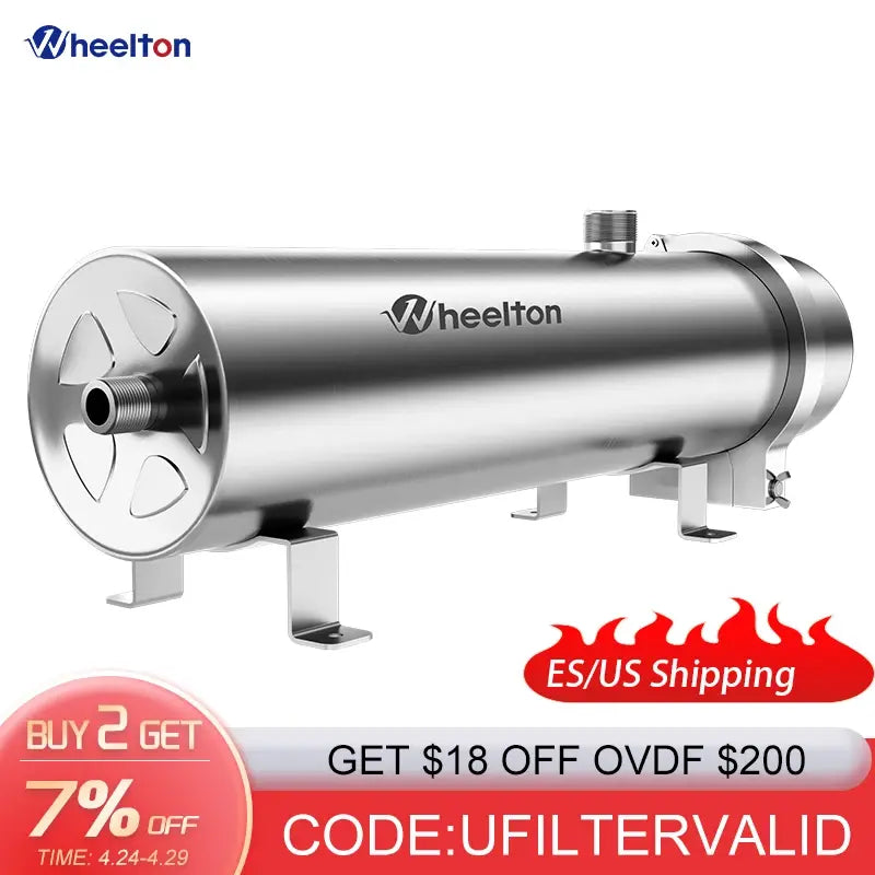 Wheelton Water Filter PVDF Ultrafiltration Purifier 3000L/H Stainless Steel 304 Whole House Filtration Drink Straight UF Filters..