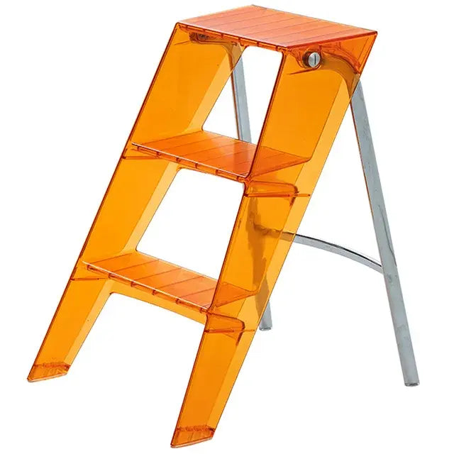 Acrylic Transparent Household Plastic Stepladder Folding Indoor Thickened Herringbone  Storage Three-step Ladder..