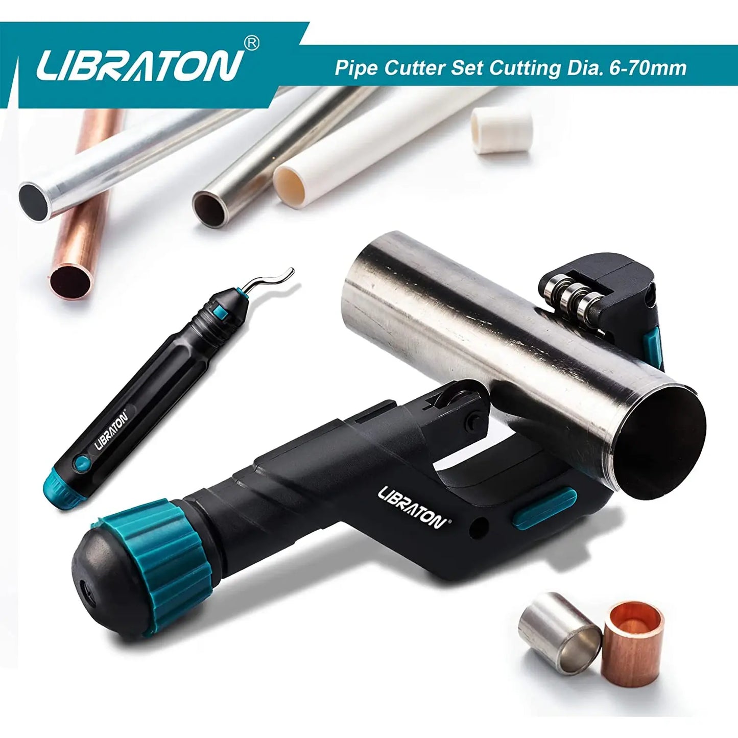 LIBRATON Copper Tube Cutter 6mm to 70mm, Heavy-duty Tubing Cutter for Aluminum Thin Stainless Steel Pipe with Deburring Tool..