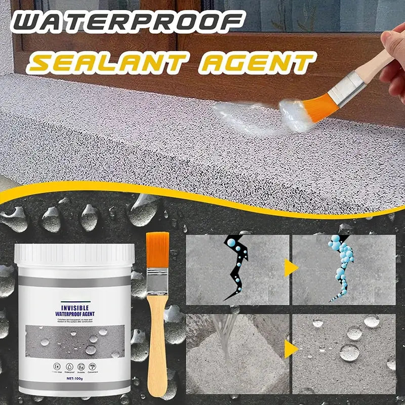 Waterproof Coating Sealant Agent Invisible Paste Glue With Brush Repair Home Roof Transparent Bathroom Antileak Glue 30/100/300g..