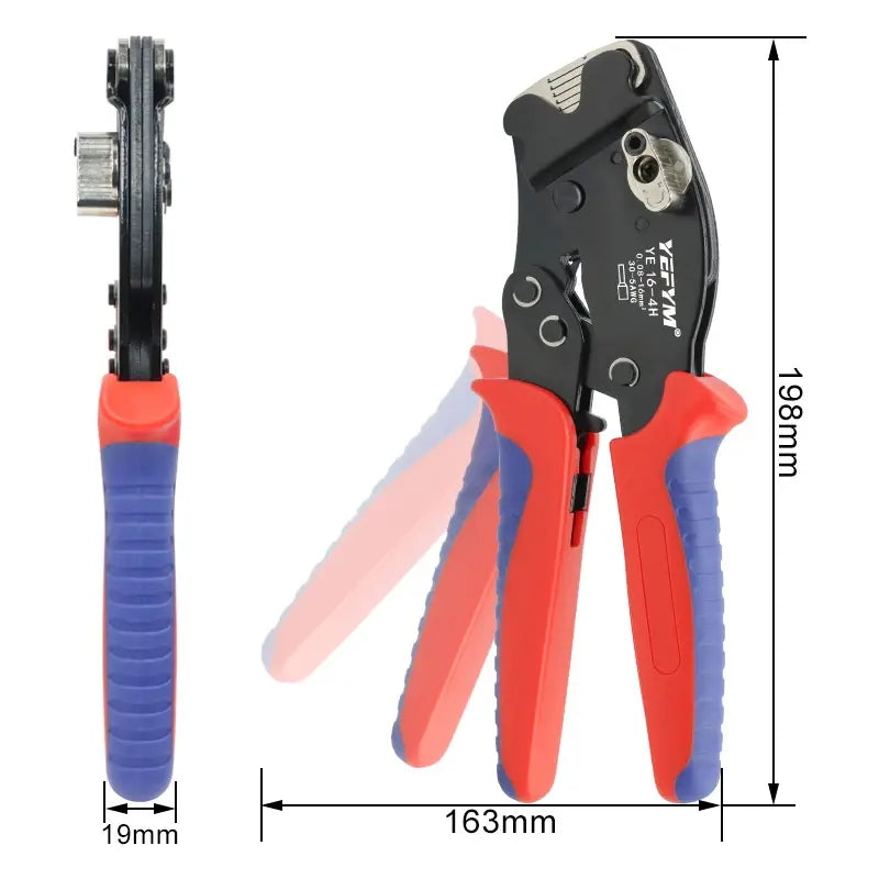 Ferrule Crimping Tool YE 16-4H Tubular Terminals 0.08-16mm²/30-5AWG Mini Pliers Adjust Knob To Control Electrical Clamps YEFYM..