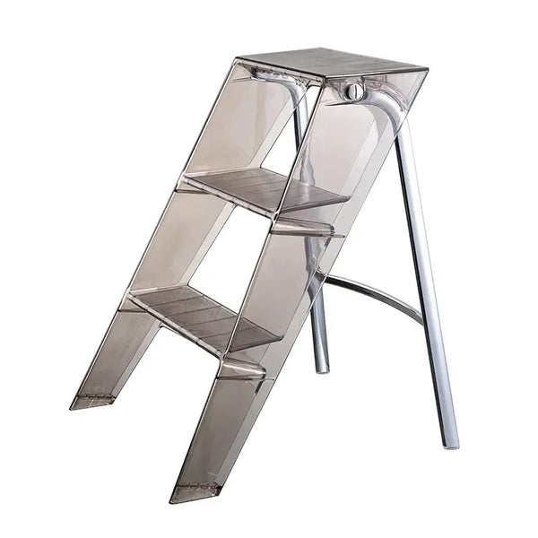 Acrylic Transparent Household Plastic Stepladder Folding Indoor Thickened Herringbone  Storage Three-step Ladder..