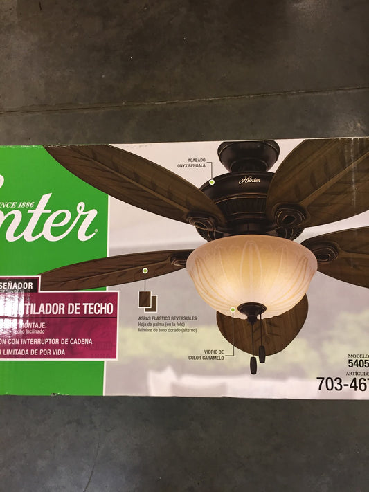 Hunter Grand Cayman 54 in. Indoor/Outdoor Onyx Bengal Bronze Ceiling Fan with Light Kit
