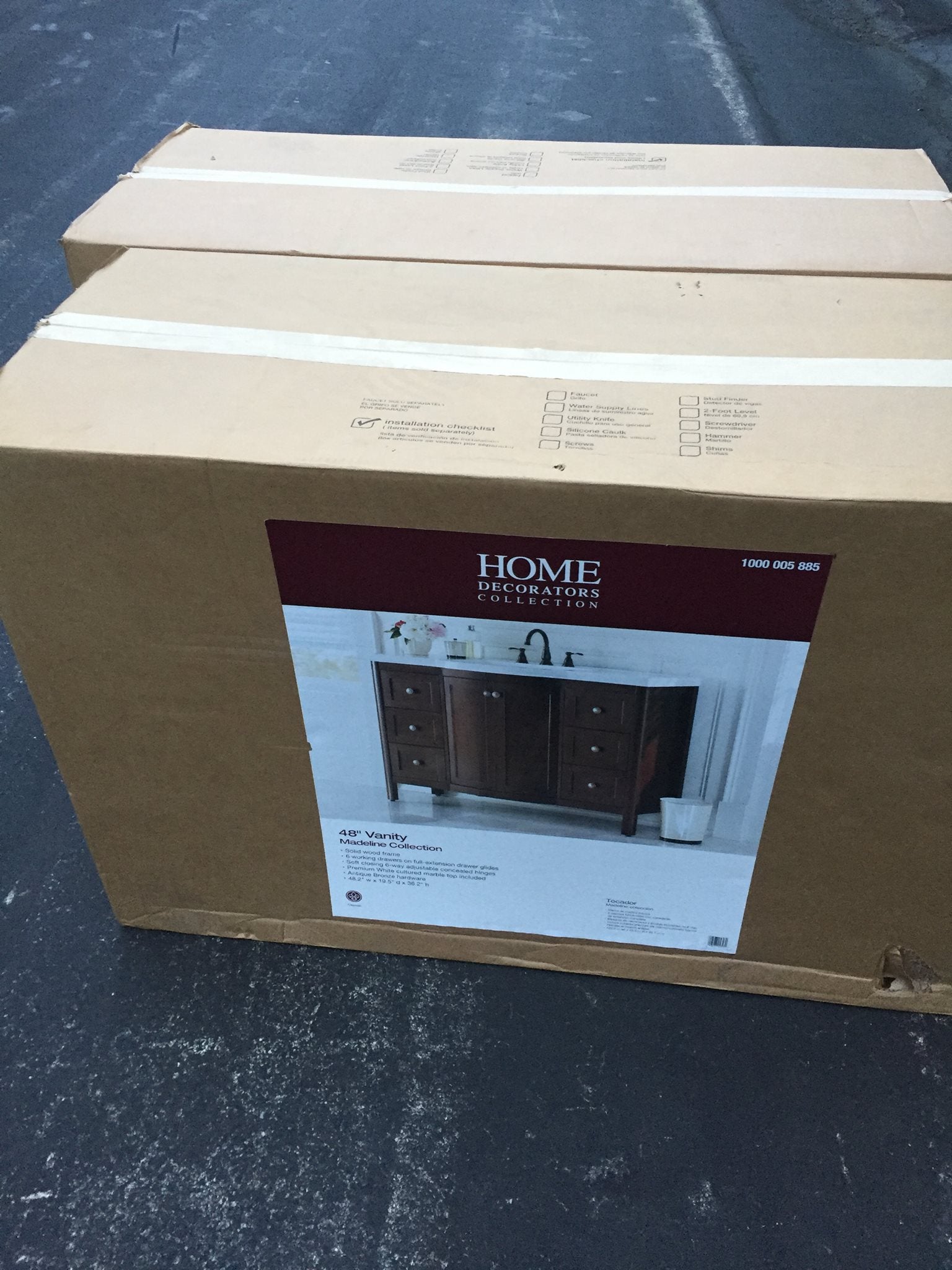 Home Decorators Collection Madeline 48 in. W Vanity in Chestnut with Cultured Marble Vanity Top in White