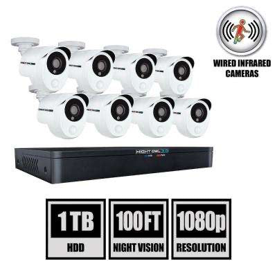 Night owl 8-Channel 3MP 1TB DVR Security Camera System with 8 Wired 1080p Smart Infrared Bullet Cameras