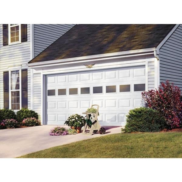 Clopay Classic Collection 9 ft. x 7 ft. 6.5 R-Value Insulated White Garage Door with Plain Windows.