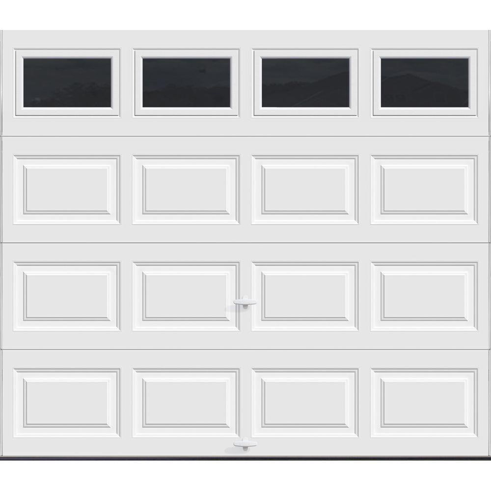 Clopay Classic Collection 8 ft. x 7ft. 6.5 R-Value Insulated White Garage Door with Plain Windows.