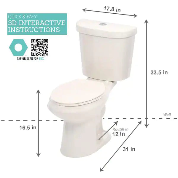 Glacier bay 2-piece 1.1 GPF/1.6 GPF High Efficiency Dual Flush Elongated Toilet.