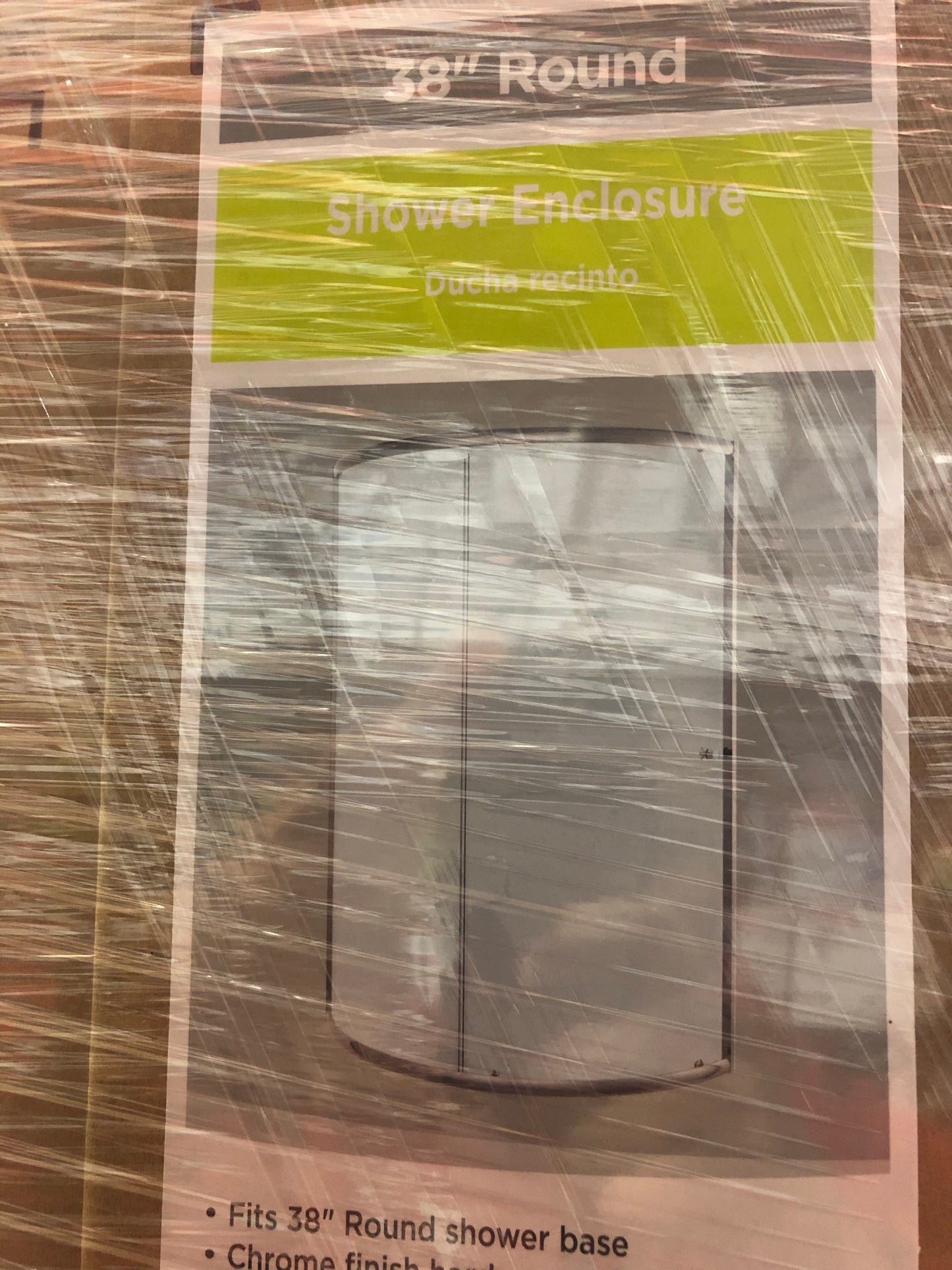38 in Round Glass Shower with Base.