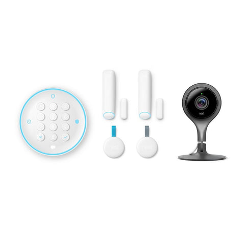 Nest Secure Alarm System with Google Nest Cam Indoor Security Camera BEC1400-US