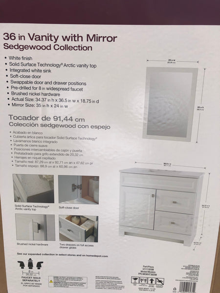 Home decorators Sedgewood 36 in Vanity Combo with Mirror.